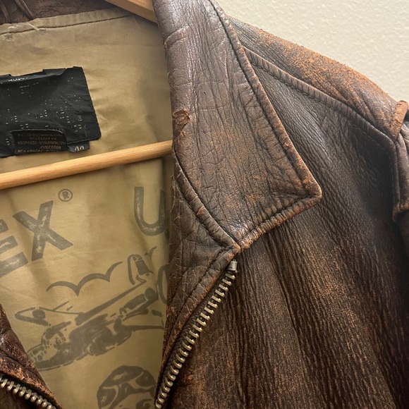 ´Bomber pilot Avirex brown 1987 leather jacket with bomber pilot lining size 44 - Picture 5 of 17